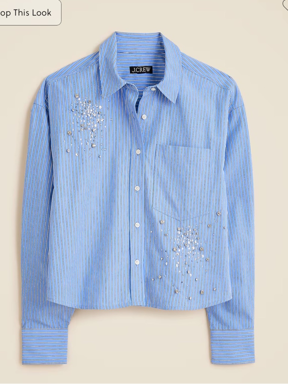 J.Crew Étienne cropped button-up shirt with embellishments in stripe